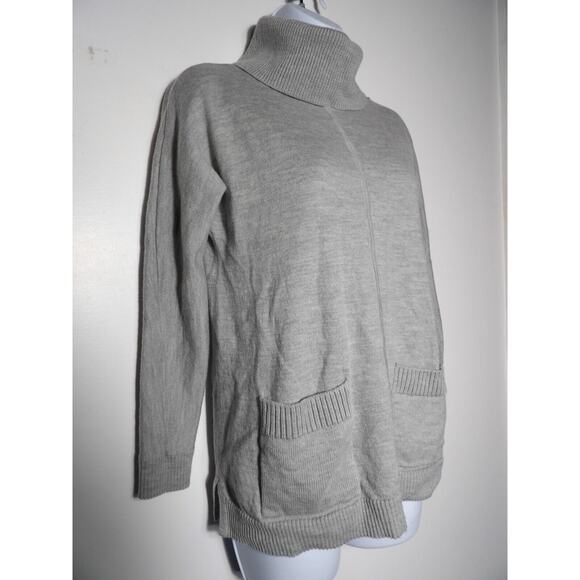 Talbots Womens Small Merino Wool Turtleneck Small Gray Front Pockets Capsule - Picture 3 of 11